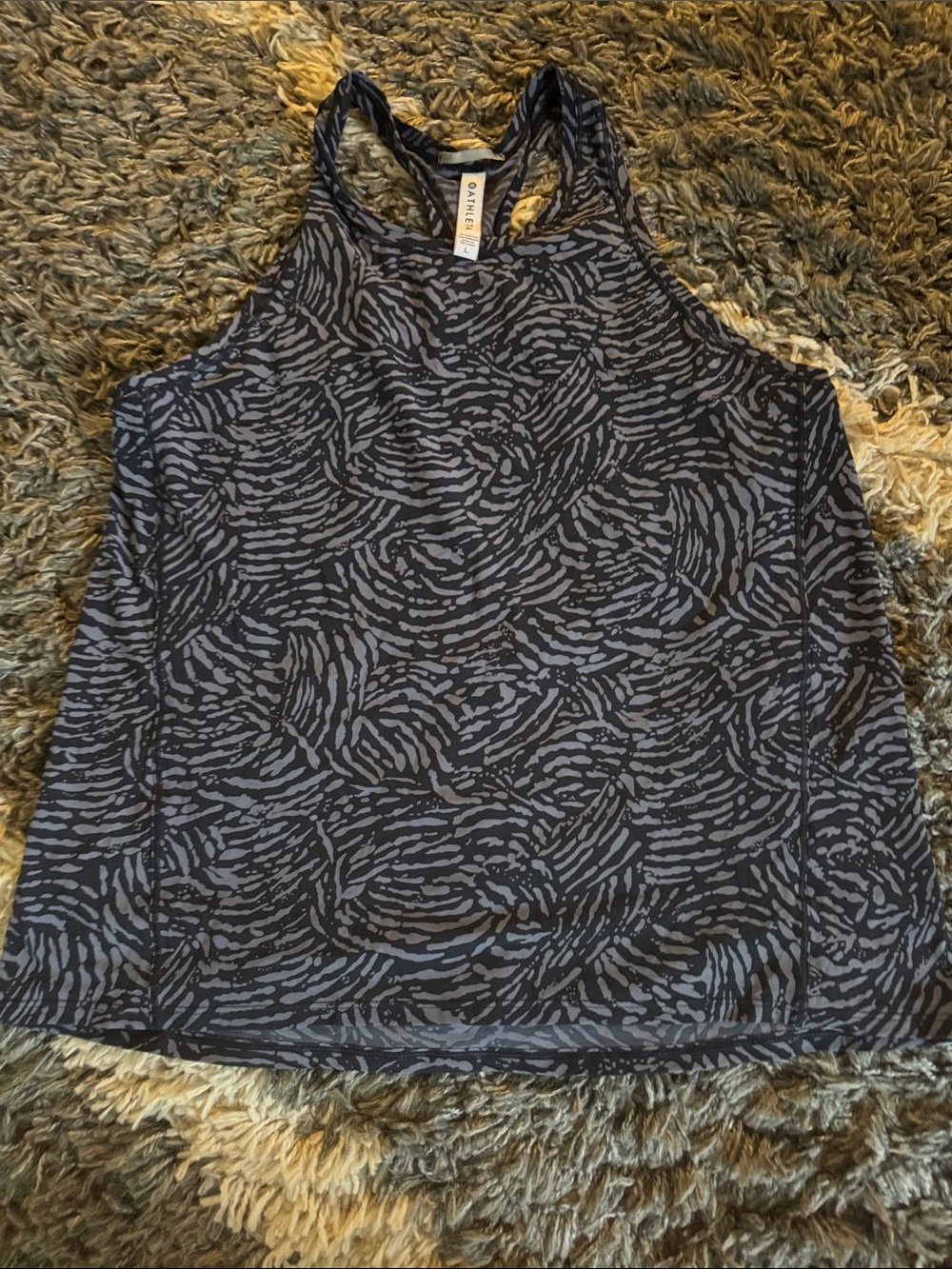 Athleta Navy and Charcoal Abstract Print Racerback Tank